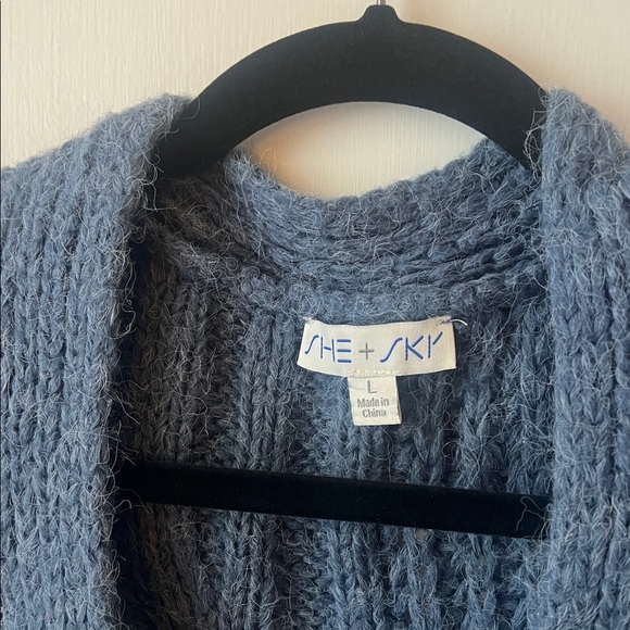 She + Sky Blue Knit Cardigan - Picture 3 of 5